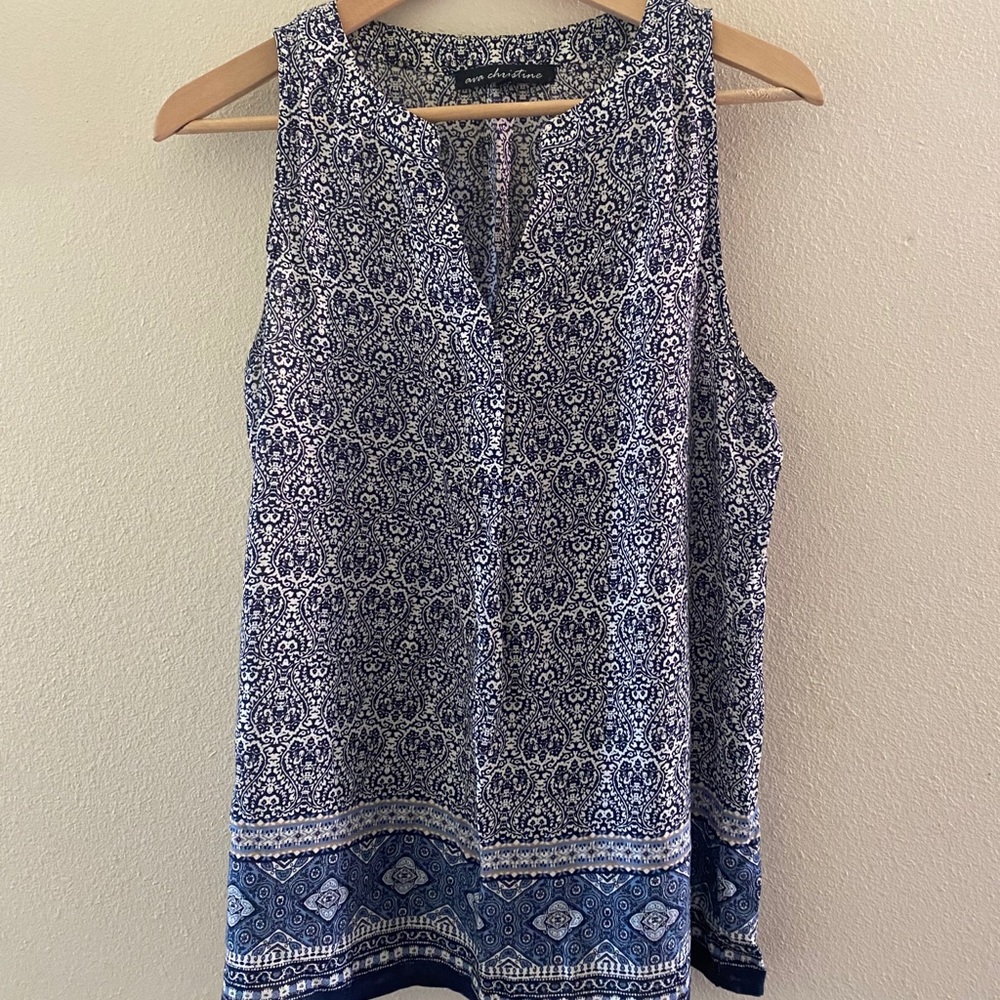 Ava Christine Patterned Sleeveless Blouse